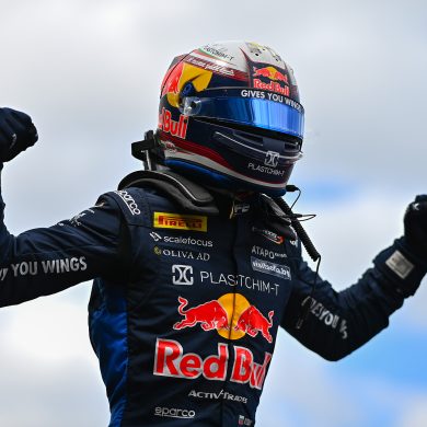 MELBOURNE, AUSTRALIA - MARCH 08: Race winner Nikola Tsolov of Bulgaria and Campos Racing (6) celebrates on arrival in parc ferme during the Round 1 Melbourne Feature race of the Formula 2 Championship at Albert Park Circuit on March 08, 2026 in Melbourne, Australia. (Photo by James Sutton - Formula 1/Formula 1 via Getty Images)