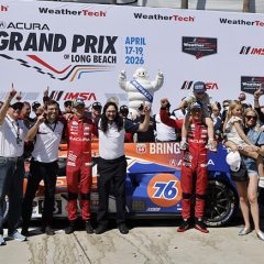 #93: Acura Meyer Shank Racing w/Curb Agajanian, Acura ARX-06, GTP: Renger van der Zande, Nick Yelloly celebrate in victory lane with the team