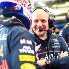 LUSAIL CITY, QATAR - NOVEMBER 30: Max Verstappen of the Netherlands and Oracle Red Bull Racing and Gianpiero Lambiase, Head of Racing of Oracle Red Bull Racing talk in the garage prior to the F1 Grand Prix of Qatar at Lusail International Circuit on November 30, 2025 in Lusail City, Qatar. (Photo by Mark Thompson/Getty Images) // Getty Images / Red Bull Content Pool // SI202511300354 // Usage for editorial use only //