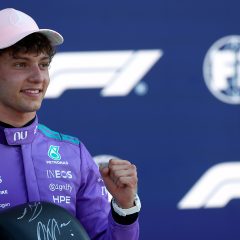 Miami Grand Prix, Saturday, Getty Images MIAMI, FLORIDA - MAY 02: Pole position qualifier Andrea Kimi Antonelli of Italy and Mercedes AMG Petronas F1 Team celebrates with his Pirelli Pole Position award during qualifying ahead of the F1 Grand Prix of Miami at Miami International Autodrome on May 02, 2026 in Miami, Florida. (Photo by Sam Bloxham/LAT Images)
