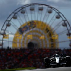 Dutch Grand Prix, Friday ZANDVOORT, NETHERLANDS - AUGUST 21: George Russell of Great Britain driving the (63) Mercedes AMG Petronas F1 Team W17 on track during Sprint Qualifying ahead of the F1 Grand Prix of Netherlands at Circuit Zandvoort on August 21, 2026 in Zandvoort, Netherlands. (Photo by Clive Mason/Getty Images)