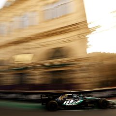Azerbaijan Grand Prix, Thursday BAKU, AZERBAIJAN - SEPTEMBER 24: George Russell of Great Britain driving the (63) Mercedes AMG Petronas F1 Team W17 on track during practice ahead of the F1 Grand Prix of Azerbaijan at Baku City Circuit on September 24, 2026 in Baku, Azerbaijan. (Photo by Mark Thompson/Getty Images)